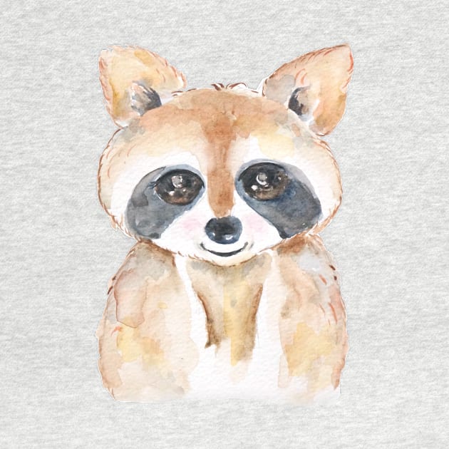 cute baby raccoon watercolor by colorandcolor